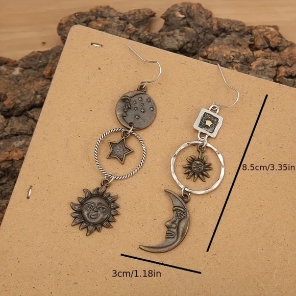 🌟New Ancient Greek Mythology Sun 🌞 Moon 🌙 Star ⭐️ Vintage Design Boho Ea… - Picture 5 of 5